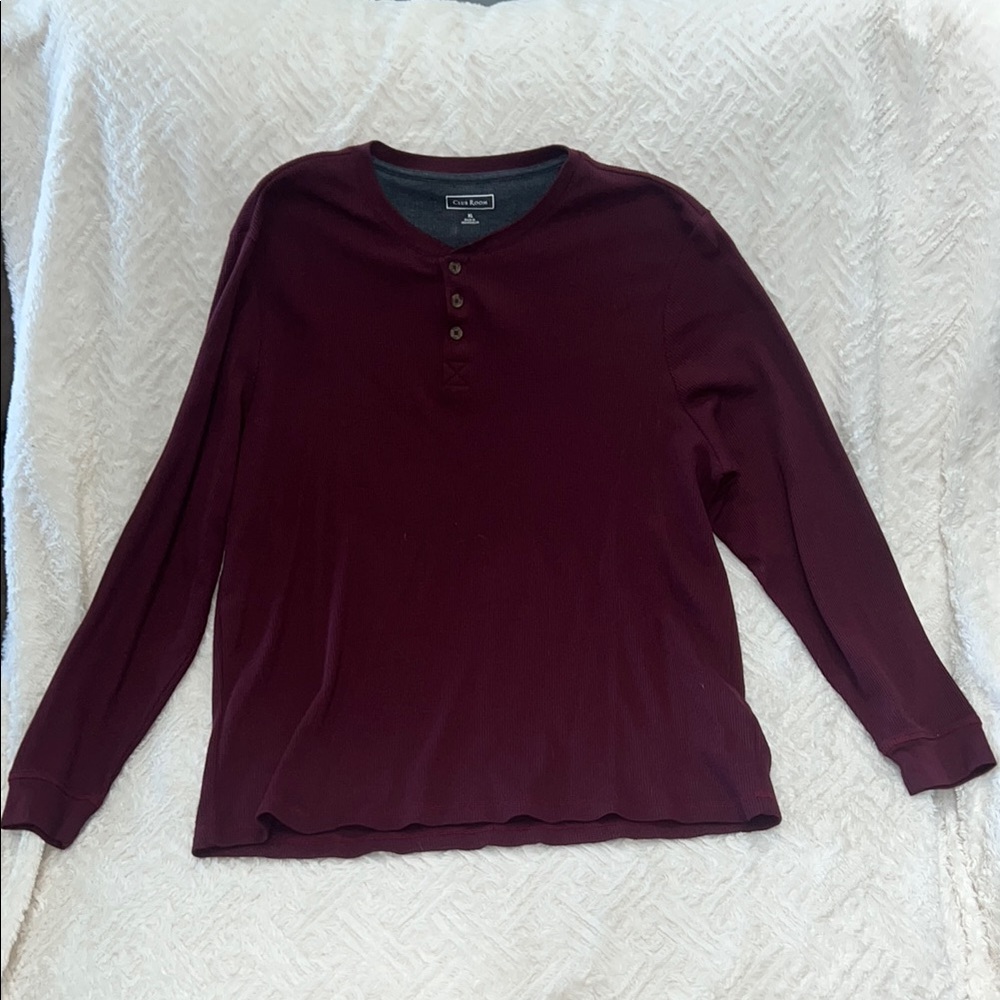 🟢 Club Room Burgundy Long Sleeve Henley